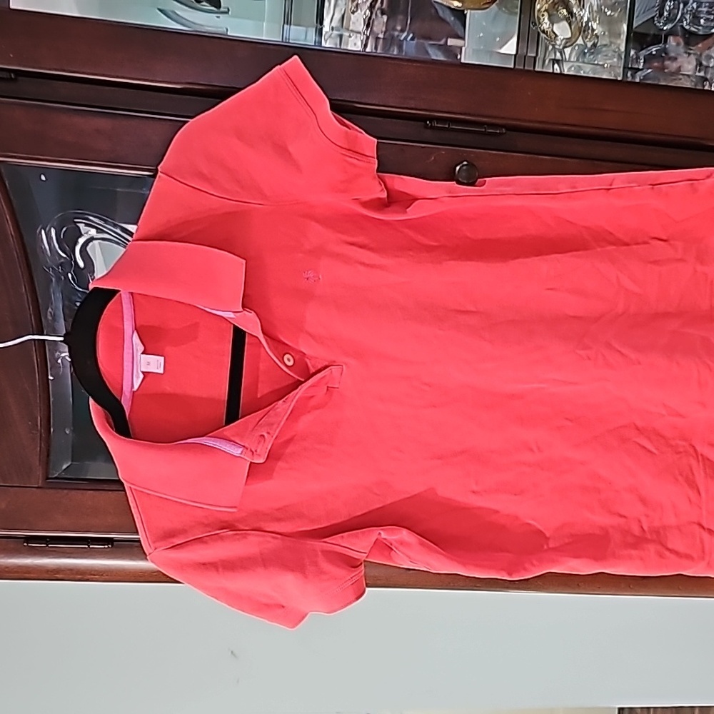 Lilly pulitzer Island Polo Tee Shirt Bright Coral Orange size medium